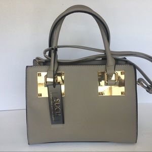 NWT. Gray Crossbody Vegan Handbag